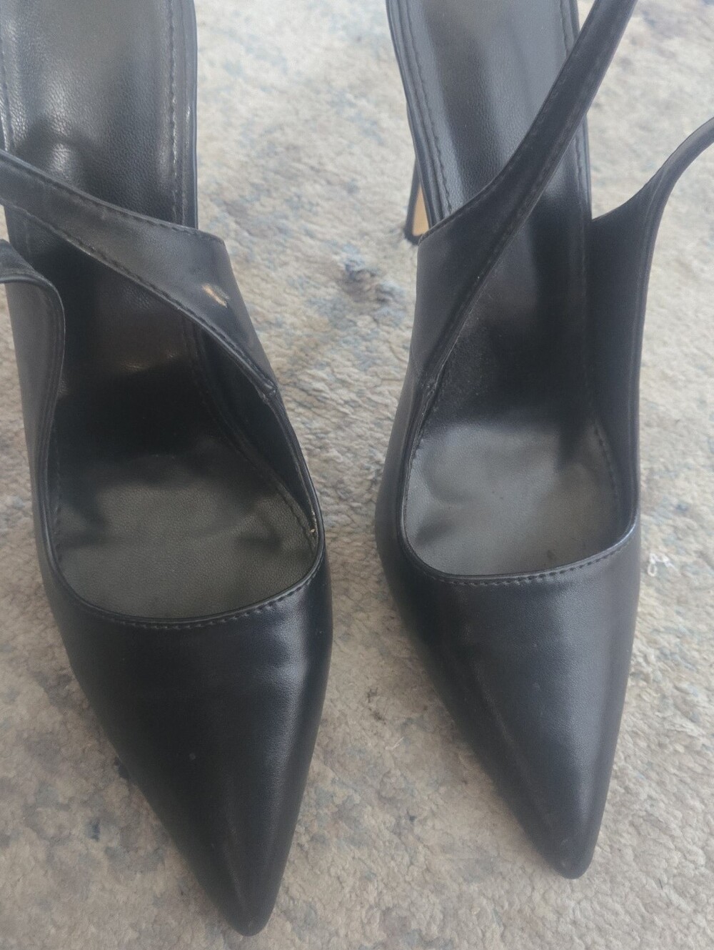 Black Pointed Toe Slingback Heels - Women